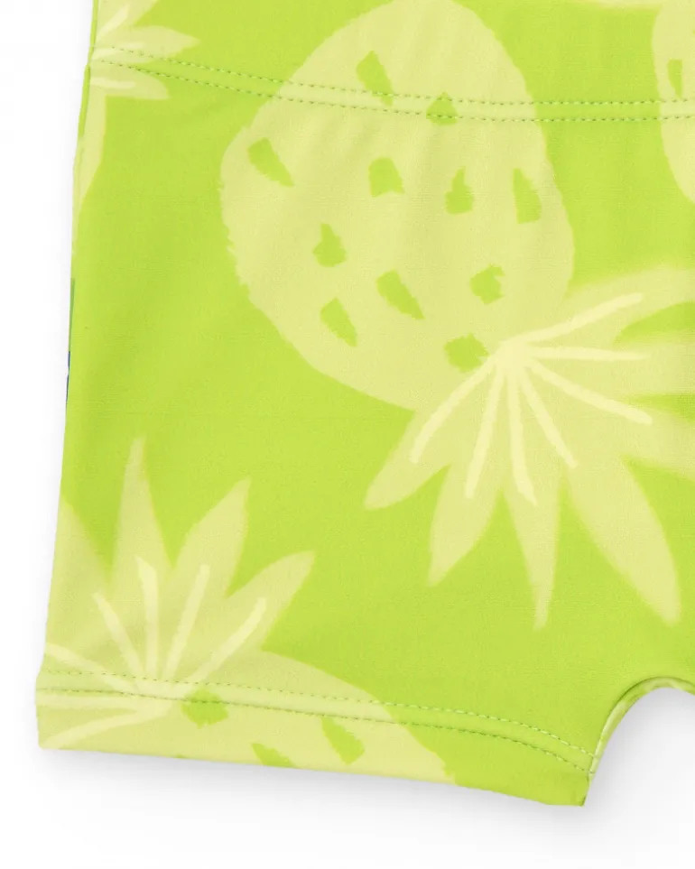 Maillot de bain boxer vert pour garçon avec imprimé tropical