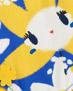 Maillot de bain jaune pour fille avec fleurs et détails 3D