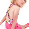 Maillot de bain rose pour fille avec découpes latérales