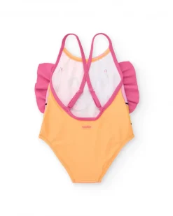 Maillot de bain rose pour fille avec éléphant et cœurs