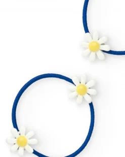 Pack de chouchous bleus pour fille avec fleurs blanches et jaunes