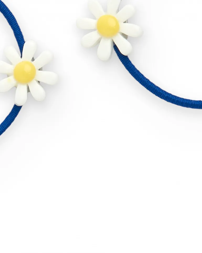 Pack de chouchous bleus pour fille avec fleurs blanches et jaunes