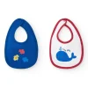 Pack de deux bavoirs pour garçon, un bleu et un blanc