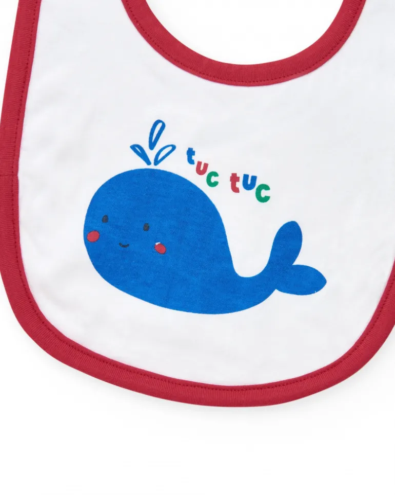 Pack de deux bavoirs pour garçon, un bleu et un blanc
