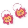 Pack de deux chouchous roses pour fille avec applique de lion brillant