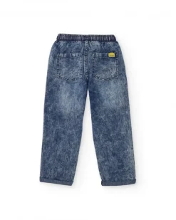 Pantalón vaquero para niño con estampado gráfico y cintura ajustable