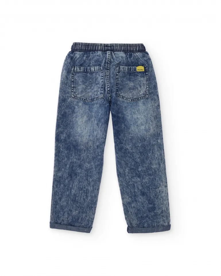 Pantalón vaquero para niño con estampado gráfico y cintura ajustable