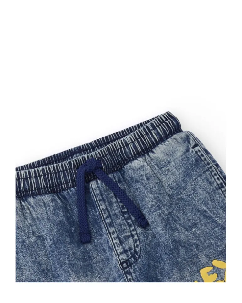 Pantalón vaquero para niño con estampado gráfico y cintura ajustable