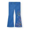 Pantalon bleu avec broderie florale fille collection Cold Days