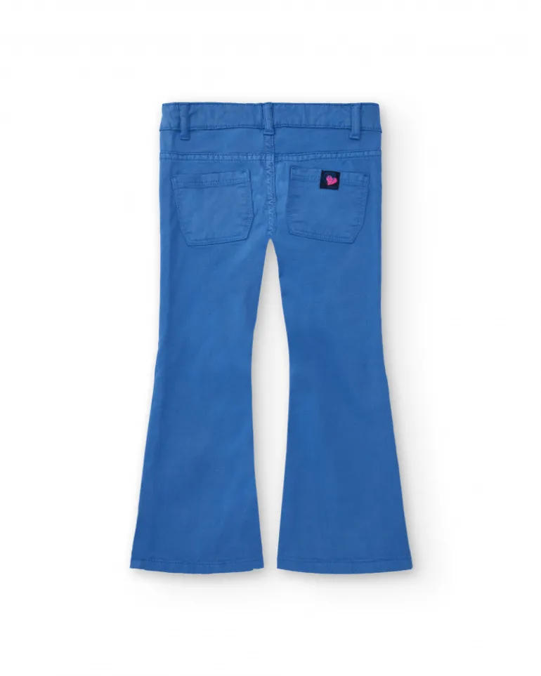 Pantalon bleu avec broderie florale fille collection Cold Days