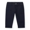 Pantalon bleu marine en toile pour garçon avec poches et taille ajustable