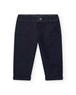 Pantalon bleu marine en toile pour garçon avec poches et taille ajustable