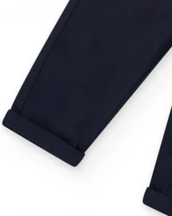 Pantalon bleu marine en toile pour garçon avec poches et taille ajustable