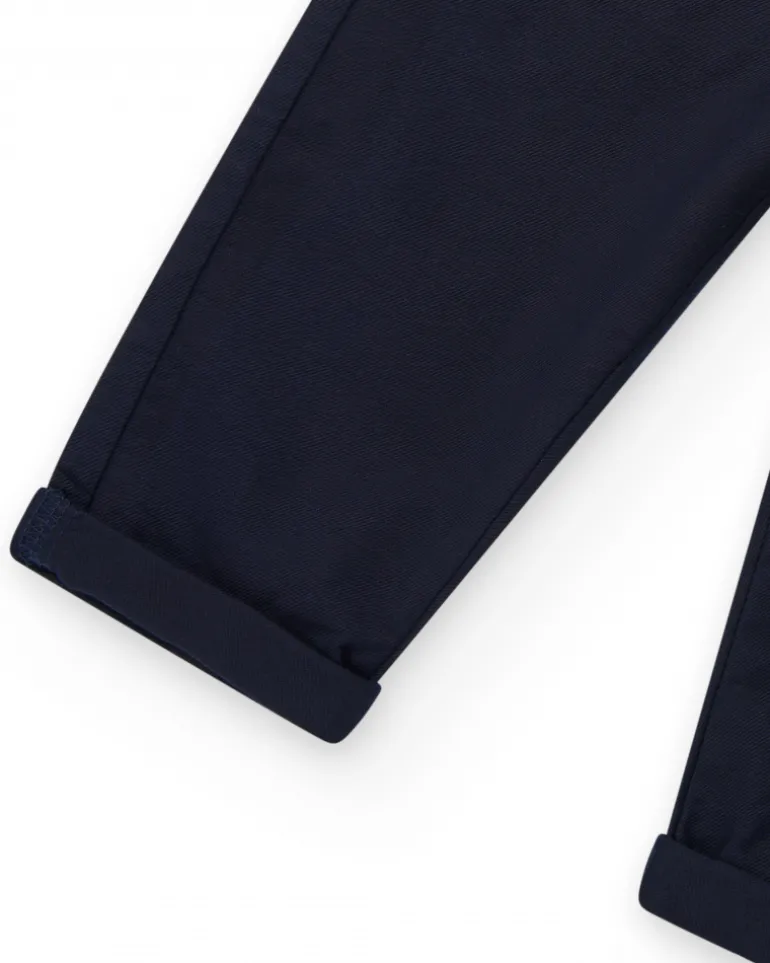 Pantalon bleu marine en toile pour garçon avec poches et taille ajustable