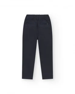 Pantalon bleu marine pour garçon avec taille ajustable et poches latérales.