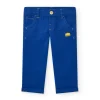 Pantalon bleu pour garçon avec poches et coutures jaunes