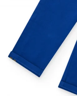 Pantalon bleu pour garçon avec poches et coutures jaunes