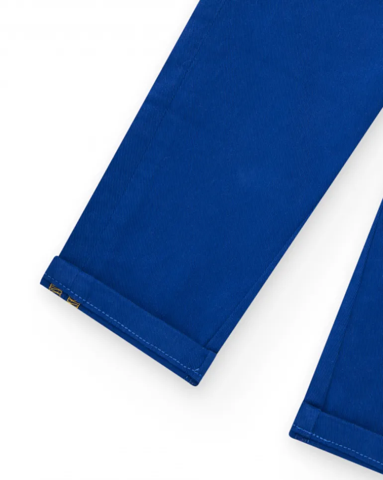 Pantalon bleu pour garçon avec poches et coutures jaunes