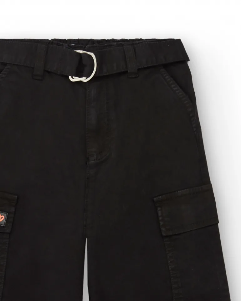 Pantalon cargo noir avec ceinture collection Rebel Dreamers