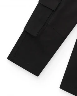 Pantalon cargo noir pour garçon avec poches et cordon bleu