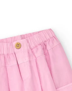 Pantalon cargo rose pour fille avec poches et poignets élastiques