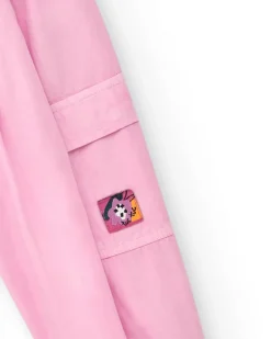 Pantalon cargo rose pour fille avec poches et poignets élastiques