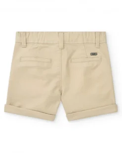 Pantalon court beige pour garçon avec poches et fermeture à bouton