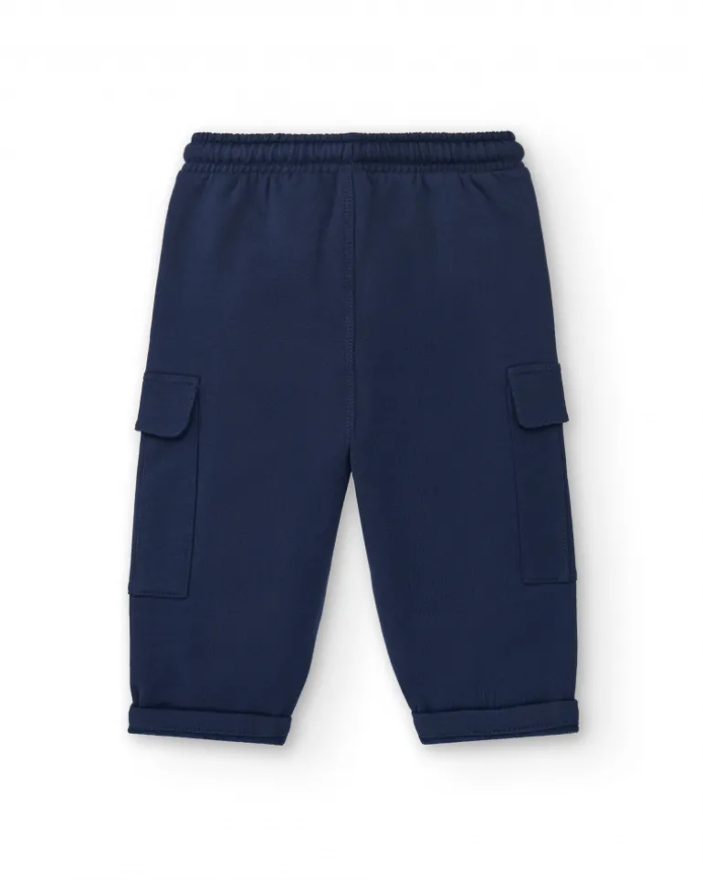 Pantalon de jogging garçon bleu marine avec poches cargo collection Big Brains