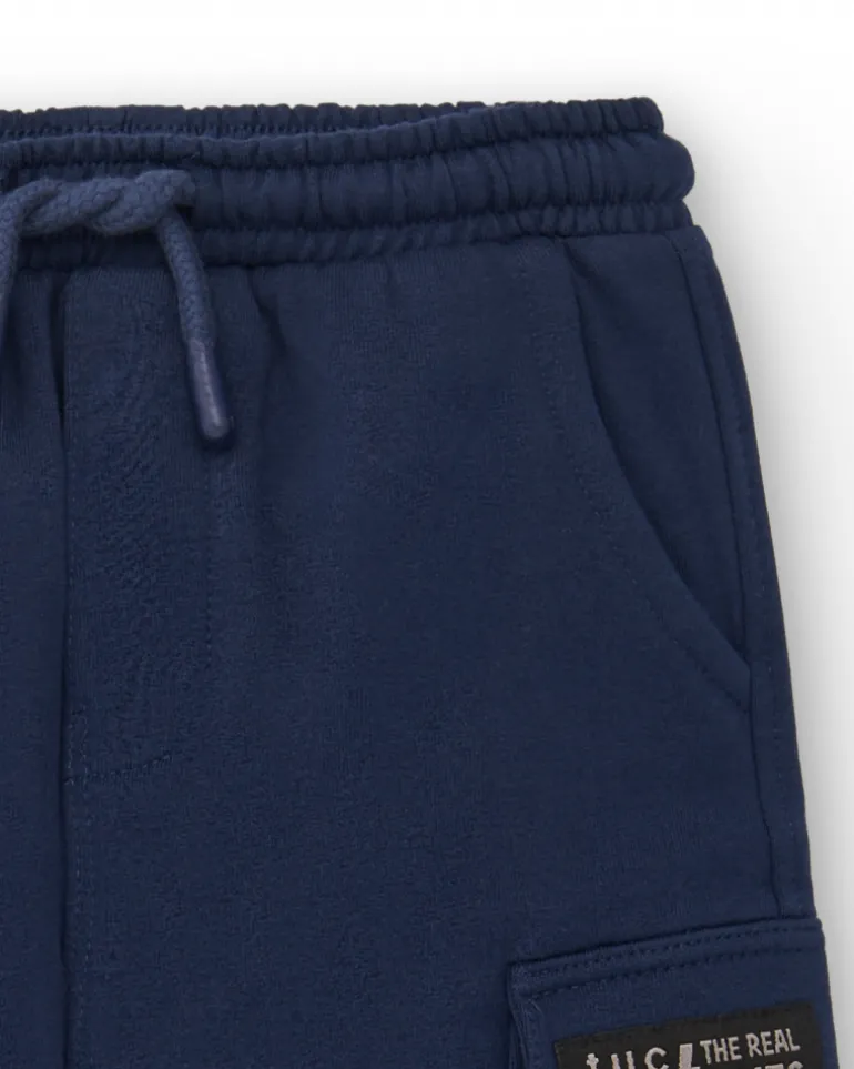 Pantalon de jogging garçon bleu marine avec poches cargo collection Big Brains