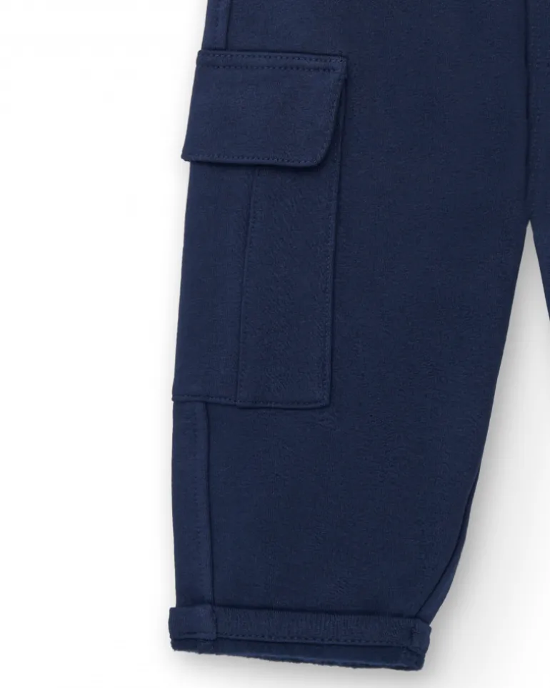Pantalon de jogging garçon bleu marine avec poches cargo collection Big Brains
