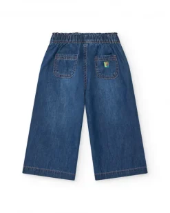 Pantalon en denim bleu pour fille avec étoiles brodées