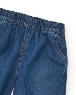 Pantalon en denim bleu pour fille avec étoiles brodées