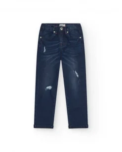 Pantalon en jean bleu foncé pour garçon avec effet usé.