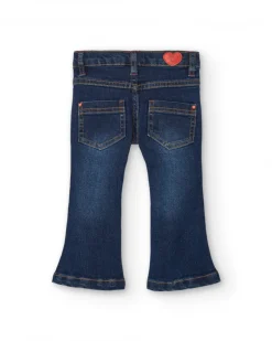 Pantalon en jean fille bleu foncé avec illustrations créatives Collection Big Brains