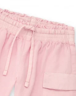Pantalon en tissu pour fille en rose avec des poches cargo Happy Garden