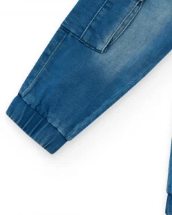 Pantalon en tissu pour garçon en bleu avec des détails cargo Happy Garden