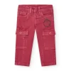 Pantalon en toile rouge pour garçon avec effet délavé et poches