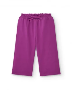 Pantalon fille de couleur fuchsia avec nœud décoratif collection Cyber Dino