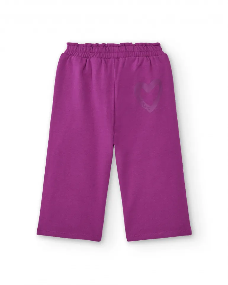Pantalon fille de couleur fuchsia avec nœud décoratif collection Cyber Dino