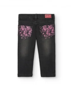 Pantalon fille en jean gris imprimé splash Collection Cosmic girl