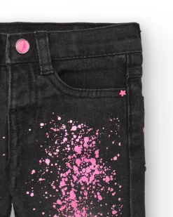 Pantalon fille en jean gris imprimé splash Collection Cosmic girl