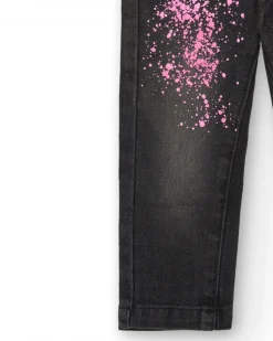 Pantalon fille en jean gris imprimé splash Collection Cosmic girl
