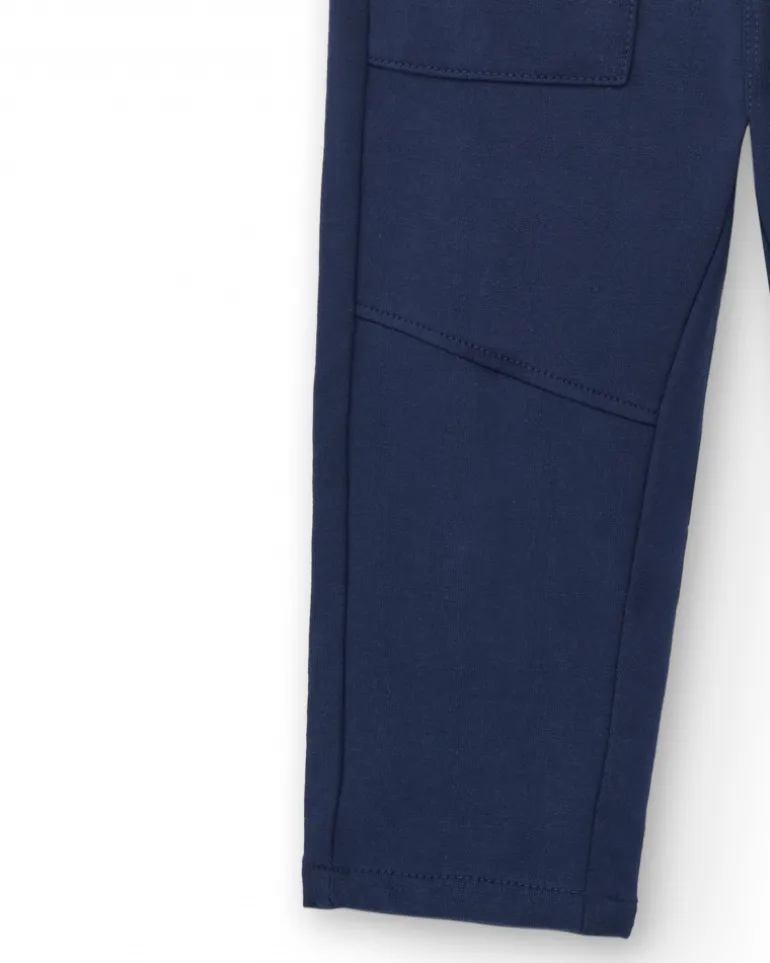 Pantalon garçon bleu marine à poches cargo collection Big Brains