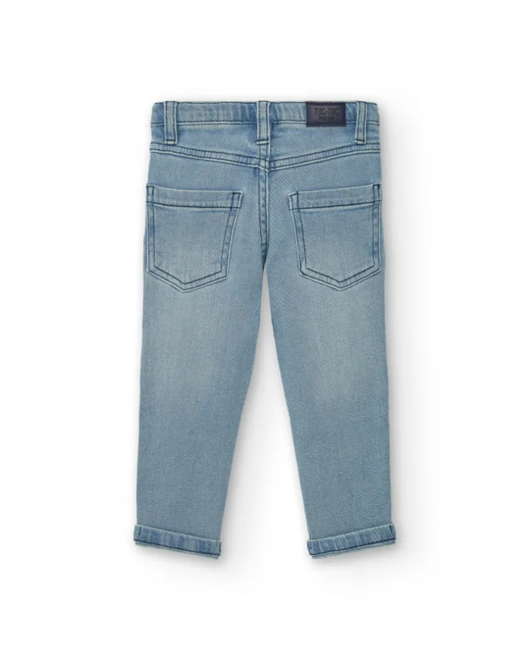 Pantalon garçon en jean bleu clair imprimé graphique Amazing collection