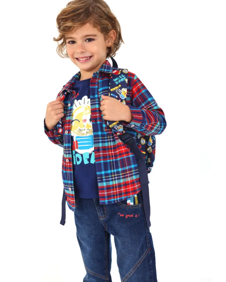 Pantalon garçon en jean détails brodés collection Big Brains