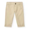 Pantalon long beige pour garçon avec poches et ourlet retroussé