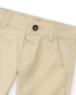 Pantalon long beige pour garçon avec poches et ourlet retroussé