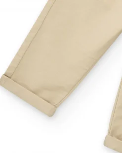 Pantalon long beige pour garçon avec poches et ourlet retroussé