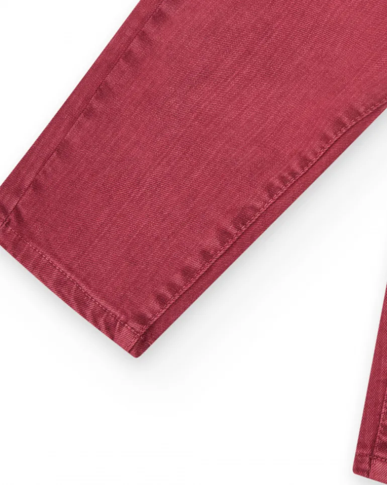 Pantalon long rouge pour fille avec boutons et taille ajustable