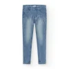Pantalon pour fille en bleu avec détails brillants et tissu élastique